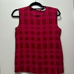 Red and pink Diane von Furstenberg silk blouse